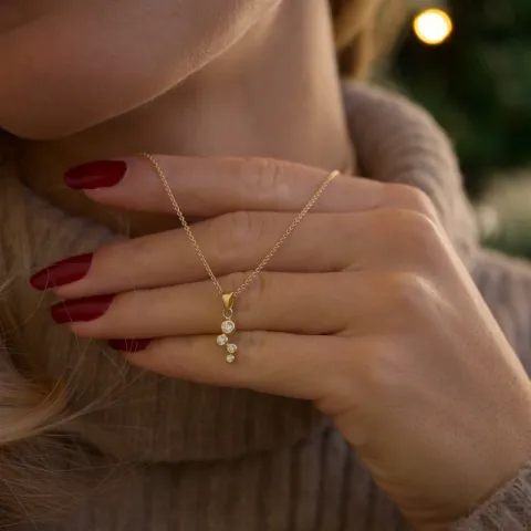 zirkon vedhæng i forgyldt sølv - Bubbly Sparkle