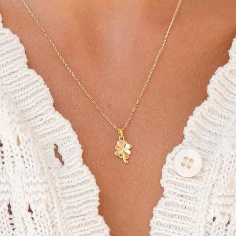 firkløver vedhæng i forgyldt sølv