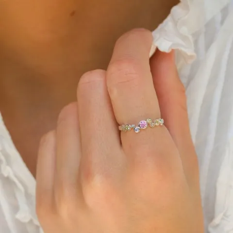 lyserød zirkon ring i sølv - Bubbly Twist