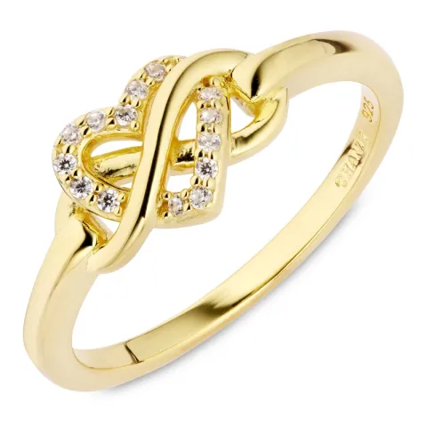 infinity zirkon ring i forgyldt sølv