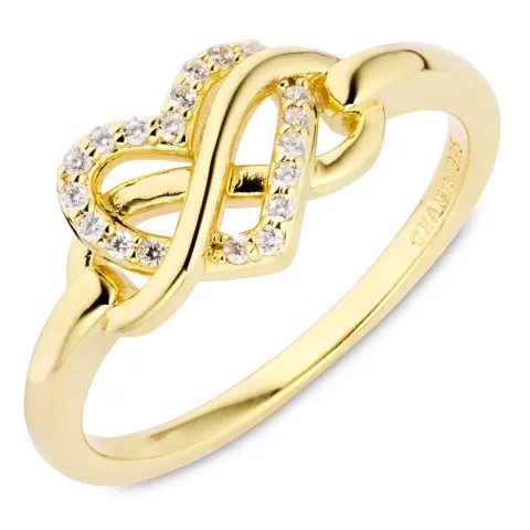infinity zirkon ring i forgyldt sølv