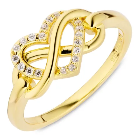 infinity zirkon ring i forgyldt sølv
