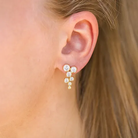 zirkon øreringe i forgyldt sølv - Bubbly Sparkle