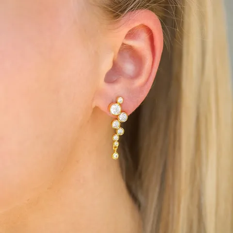 zirkon øreringe i forgyldt sølv - Bubbly Sparkle