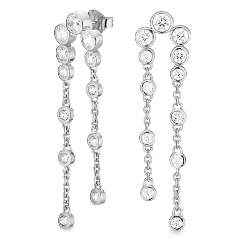 lange zirkon øreringe i sølv - Bubbly Sparkle
