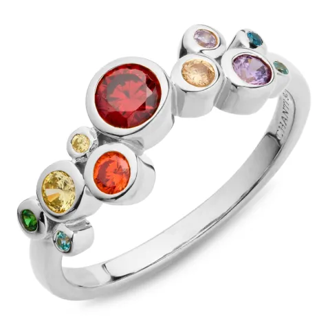 multifarvet zirkon ring i sølv - Bubbly Twist