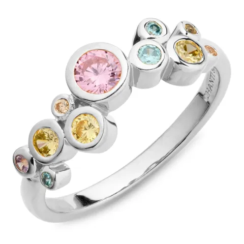 multifarvet zirkon ring i sølv - Bubbly Twist
