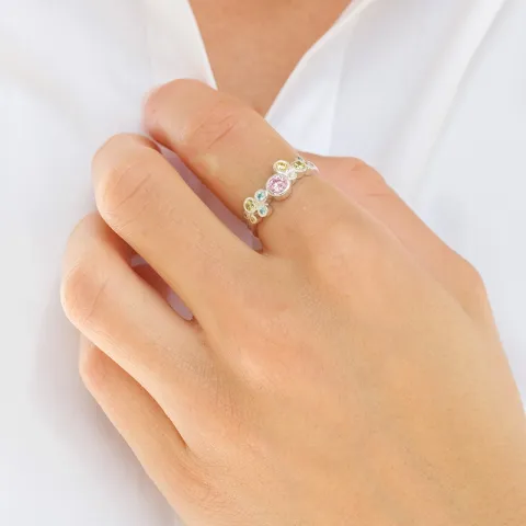 multifarvet zirkon ring i sølv - Bubbly Twist