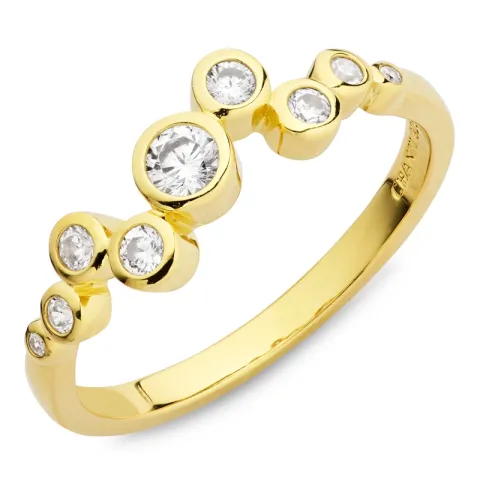 zirkon ring i forgyldt sølv - Bubbly Sparkle