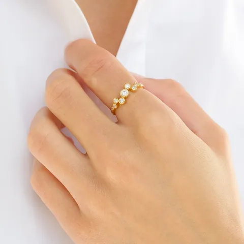 zirkon ring i forgyldt sølv - Bubbly Sparkle