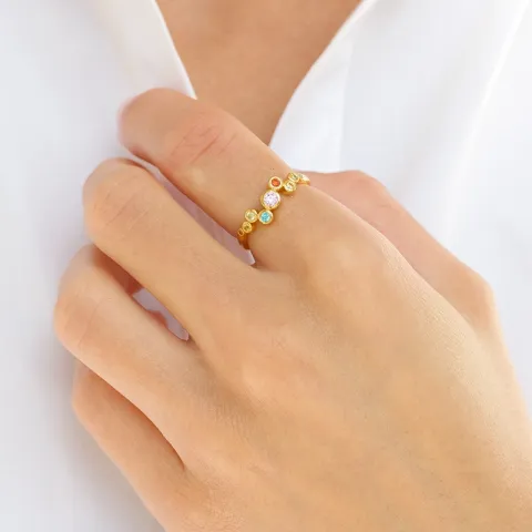 multifarvet zirkon ring i forgyldt sølv - Bubbly Twist