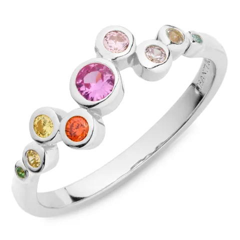 multifarvet zirkon ring i sølv - Bubbly Twist