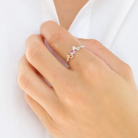 multifarvet zirkon ring i sølv - Bubbly Twist