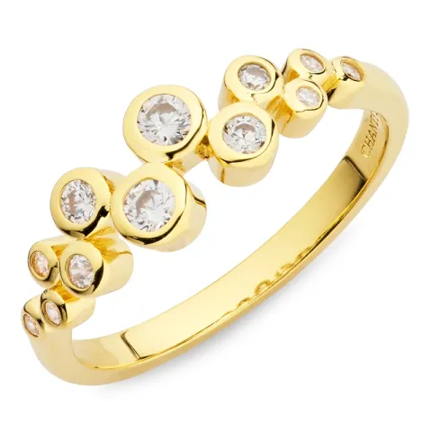 zirkon ring i forgyldt sølv - Bubbly Sparkle