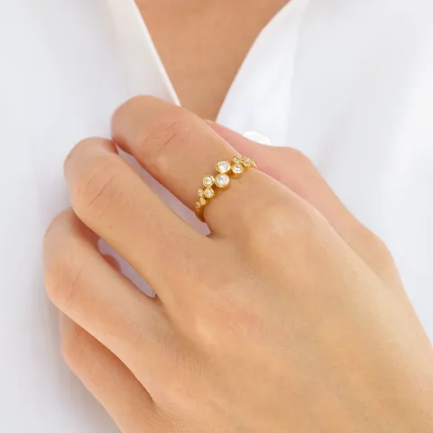 zirkon ring i forgyldt sølv - Bubbly Sparkle
