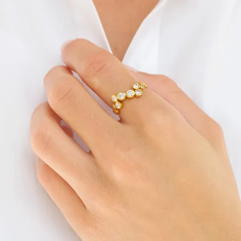 zirkon ring i forgyldt sølv - Bubbly Sparkle