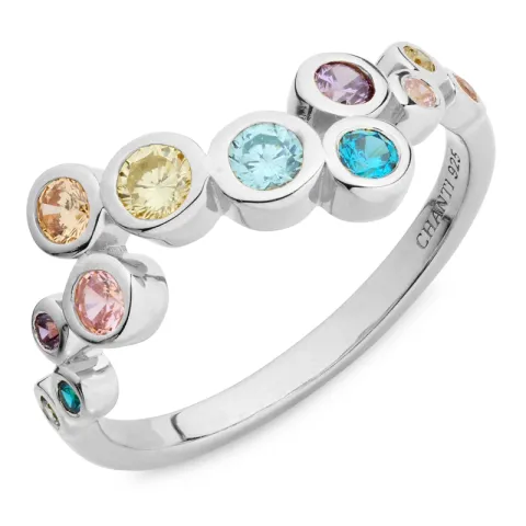 multifarvet zirkon ring i sølv - Bubbly Twist