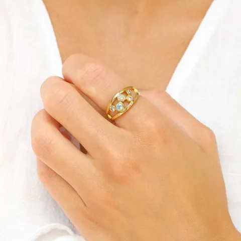 multifarvet zirkon ring i forgyldt sølv - Bubbly Twist