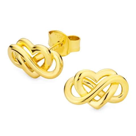 hjerte infinity øreringe i forgyldt sølv - Amoré