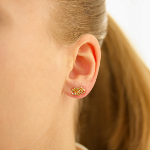 hjerte infinity øreringe i forgyldt sølv - Amoré