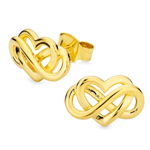 hjerte infinity øreringe i forgyldt sølv - Amoré