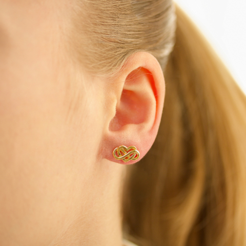 hjerte infinity øreringe i forgyldt sølv - Amoré