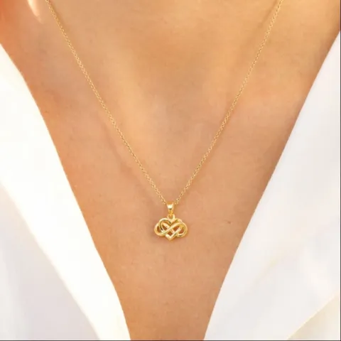 hjerte infinity vedhæng i forgyldt sølv - Amoré