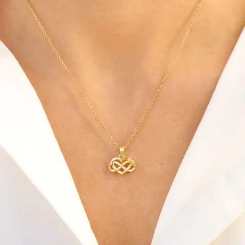 hjerte infinity vedhæng i forgyldt sølv - Amoré
