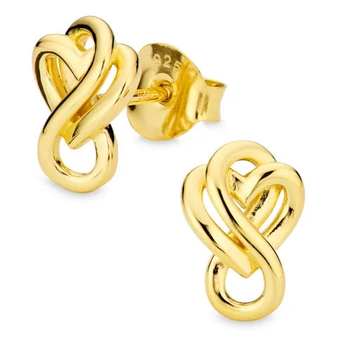 hjerte infinity øreringe i forgyldt sølv - Amoré