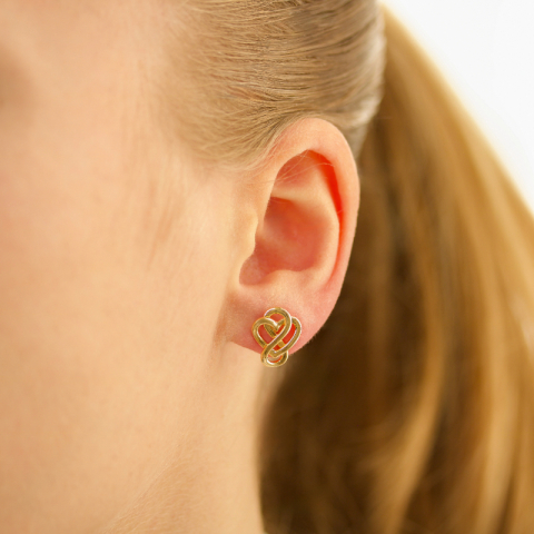 hjerte infinity øreringe i forgyldt sølv - Amoré