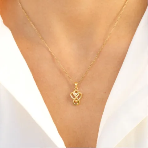 hjerte infinity vedhæng i forgyldt sølv - Amoré