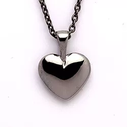 hjerte vedhæng i sort rhodineret sølv