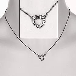 Hjerte halskæde i sort rhodineret sølv med hjertevedhæng i sort rhodineret sølv