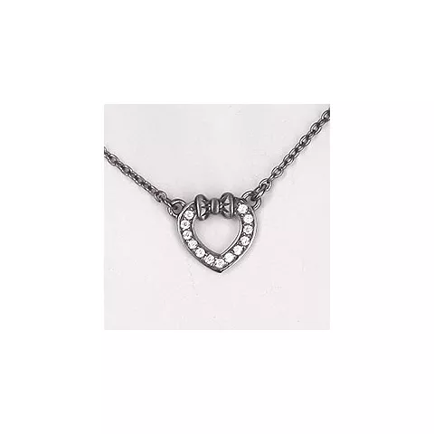 Hjerte halskæde i sort rhodineret sølv med hjertevedhæng i sort rhodineret sølv