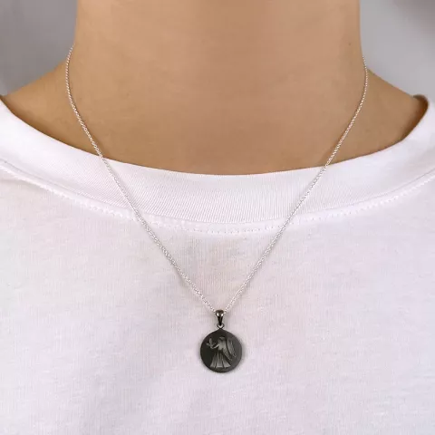 Jomfruen stjernetegn vedhæng i sort rhodineret sølv