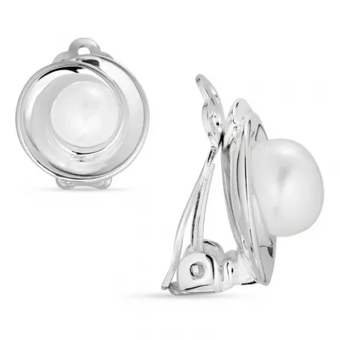 Perle øreclips i sølv