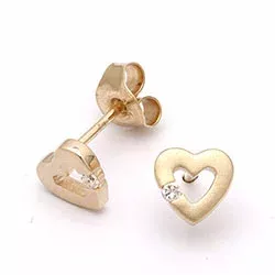 hjerte øreringe i 9 karat guld med 