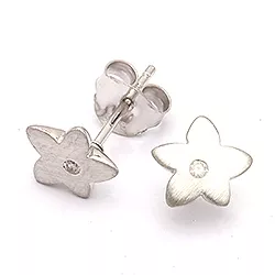 blomster diamantøreringe i sølv med diamant 