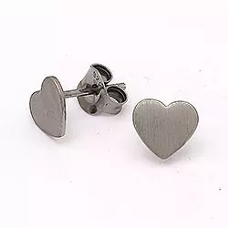 hjerte ørestikker i sort rhodineret sølv