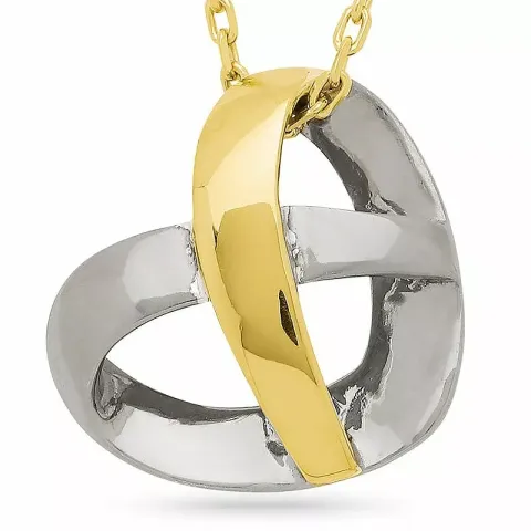 hjerte vedhæng i sort rhodineret sølv og forgyldt sølv