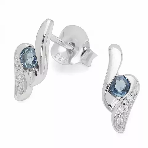 abstrakt blå safir øreringe i sølv