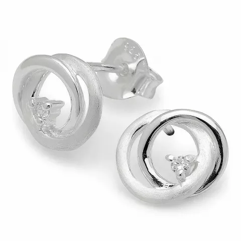 Matte cirkel zirkon øreringe i sølv