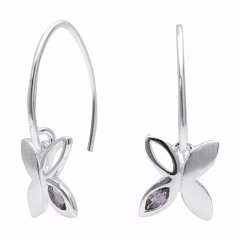 sommerfugle lilla øreringe i sølv