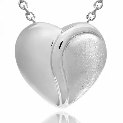 Hjerte sæt med øreringe og halskæde i sølv