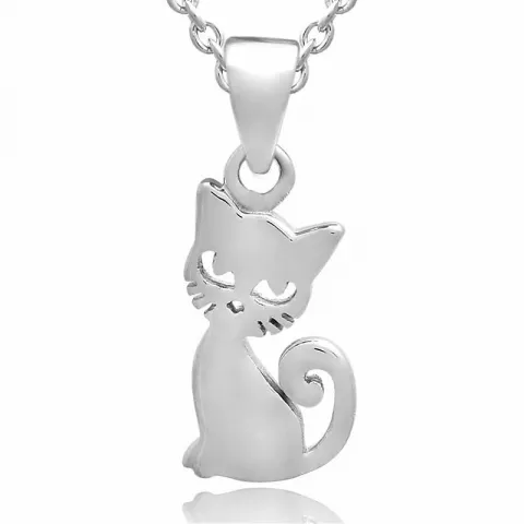 Kat sæt med øreringe og halskæde i sølv