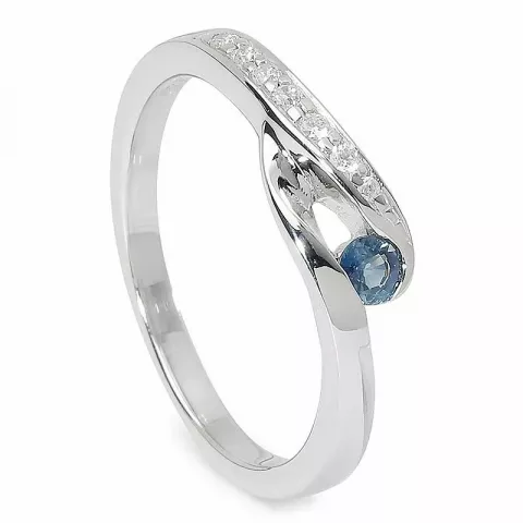 blå ring i sølv