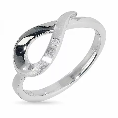 Elegant dråbeformet ring i 925 karat sølv 0,015 ct
