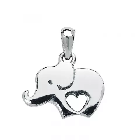 Hjerte elefant vedhæng i sølv
