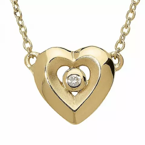 Hjerte halskæde i 9 karat guld med hjertevedhæng i 9 karat guld