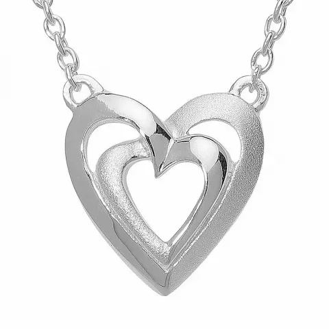 halskæde i sølv med hjertevedhæng i sølv